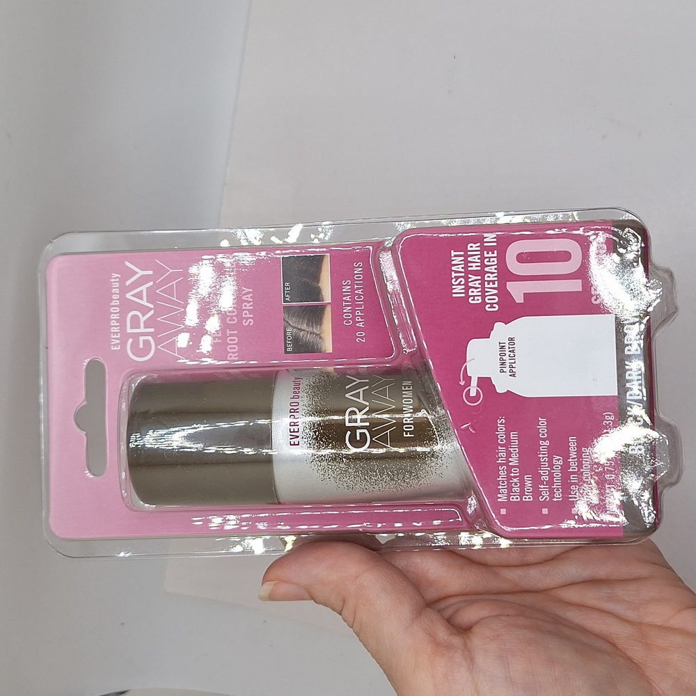 Gray away spray Black/dark brown color instant gray hair coverage